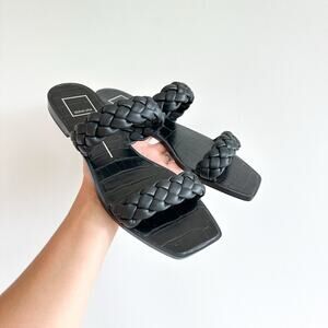 Dolce Vita Double Braided Strap Square Toe Sandals Black 9